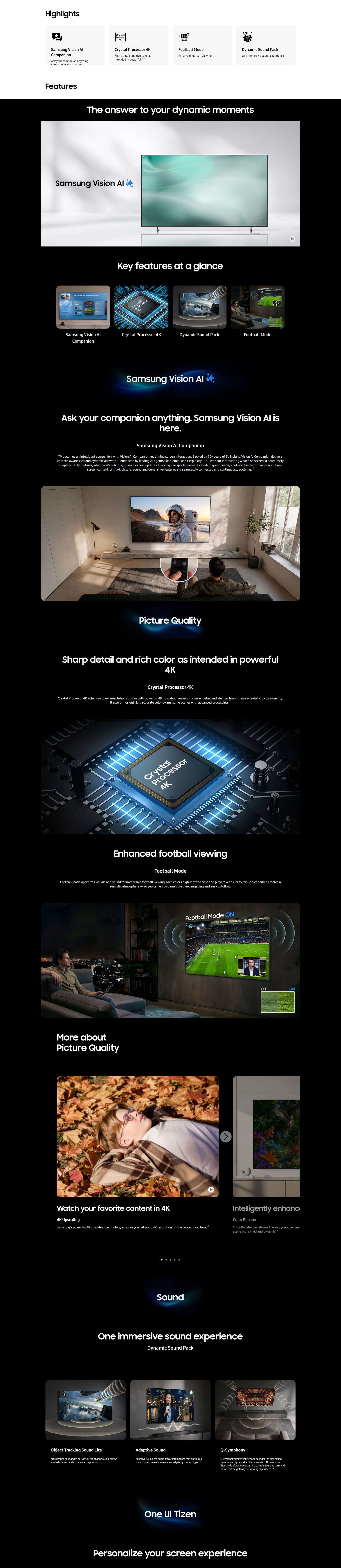 SAMSUNG U8500H Crystal UHD U8500H 4K Smart TV 2026